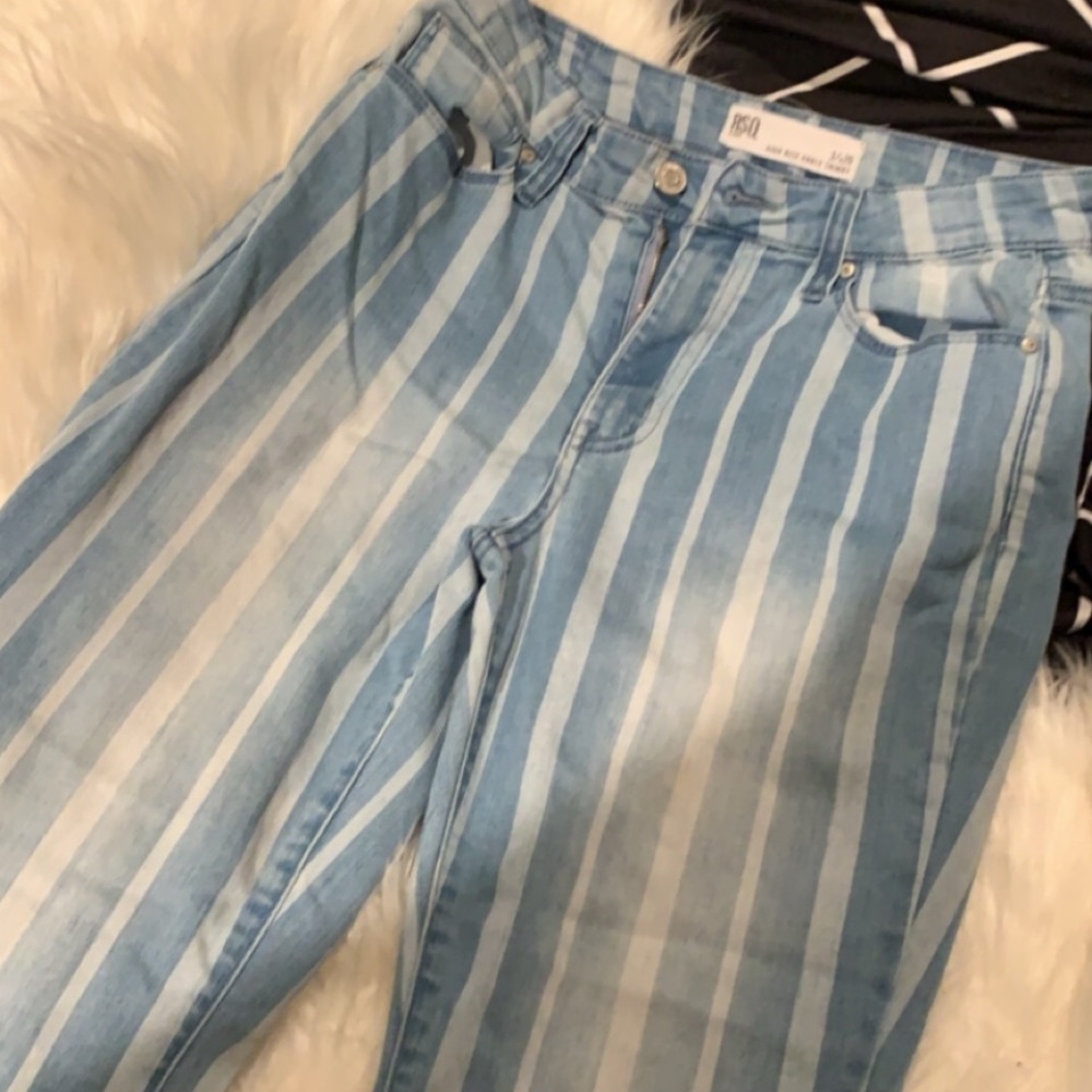Striped Straight Leg Jeans